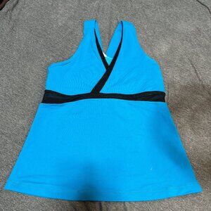 Blue and black Lululemon tank top